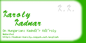 karoly kadnar business card